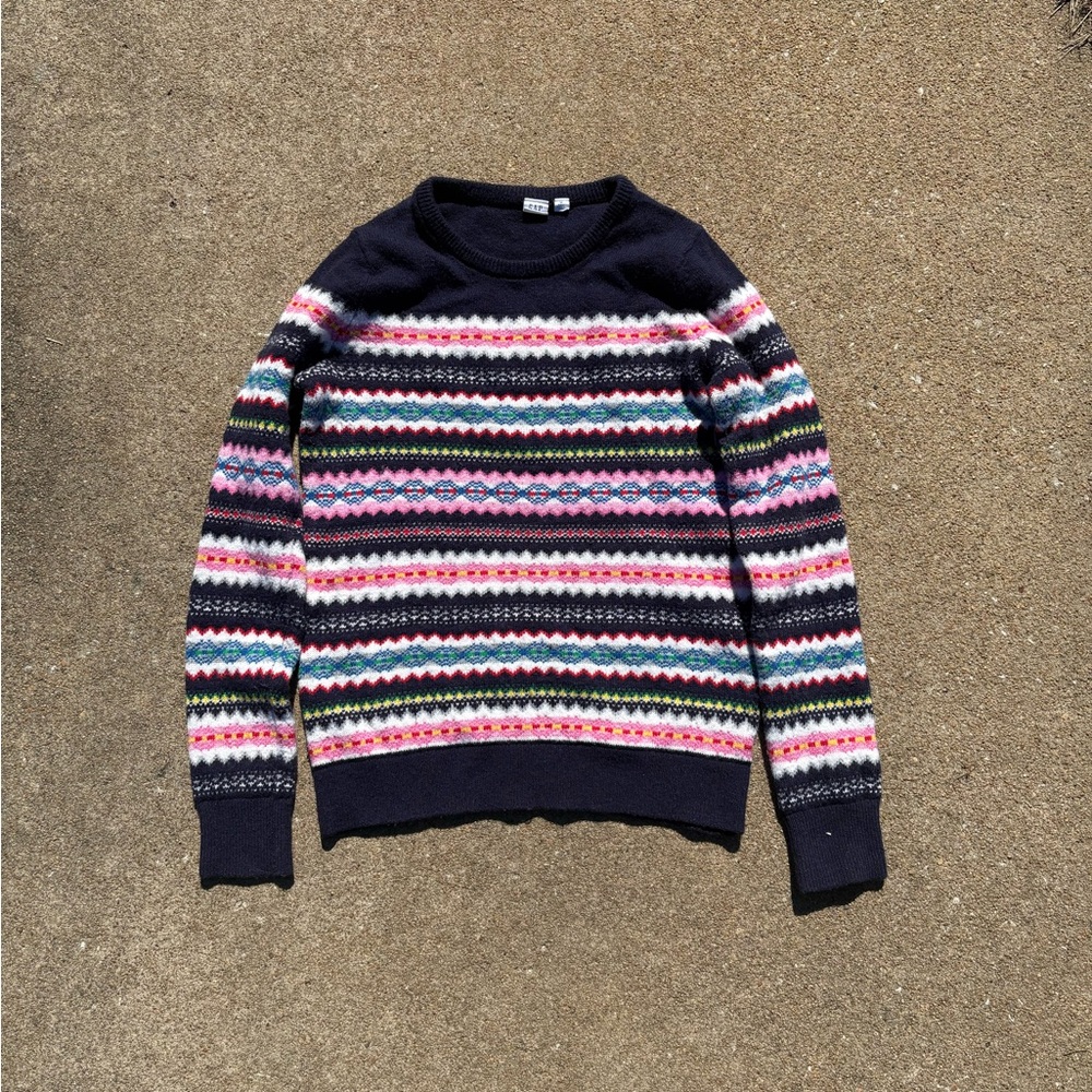 Gap fair isle cotton navy Crewneck sweater